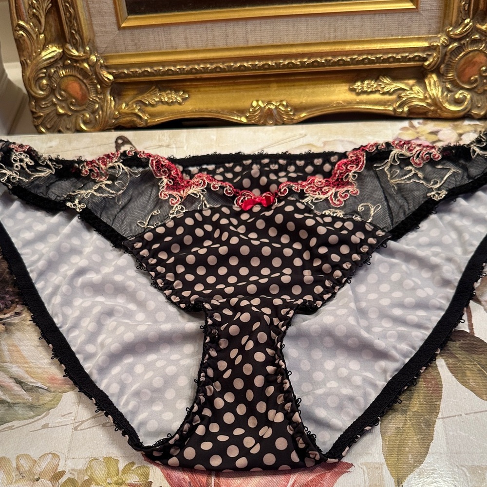 Freya Polka Dot Lace Trim Panties - Size M